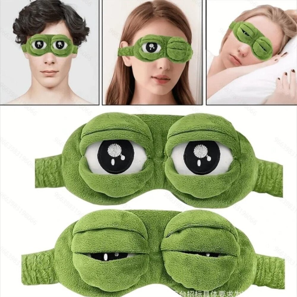Funny Cartoon Frog Plush Soft & comfortable green sleeping eye mask NEW